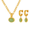 Women's Elegant Non Fading Jewelry Set With Green Aventurine Pendant Titanium Steel Material And Electroplating Design