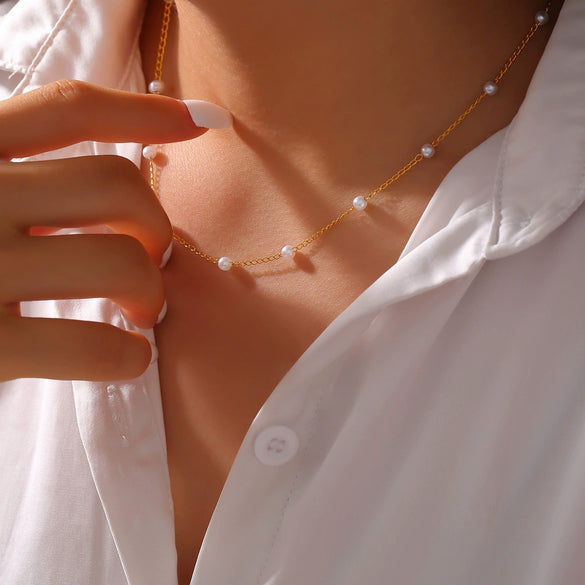 Women's Elegant Round Titanium Steel Electroplated Ochain Necklace Jewelry