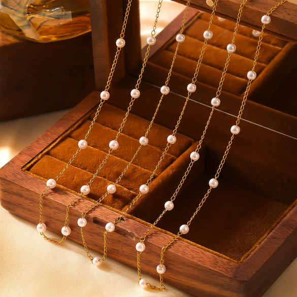 Women's Elegant Round Titanium Steel Electroplated Ochain Necklace Jewelry