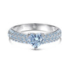 Women's Elegant S925 Silver Ring With Blue Water Drop Love Zircon Butterfly Heart And Bow Patterns Electroplated
