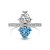 Women's Elegant S925 Silver Ring With Blue Water Drop Love Zircon Butterfly Heart And Bow Patterns Electroplated