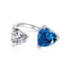Women's Elegant S925 Silver Ring With Blue Water Drop Love Zircon Butterfly Heart And Bow Patterns Electroplated