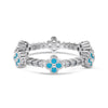 Women's Elegant S925 Silver Ring With Blue Water Drop Love Zircon Butterfly Heart And Bow Patterns Electroplated