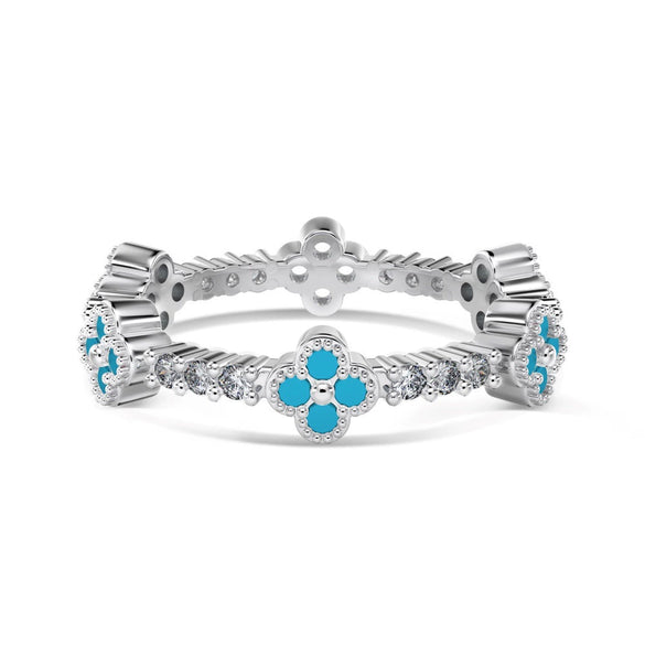 Women's Elegant S925 Silver Ring With Blue Water Drop Love Zircon Butterfly Heart And Bow Patterns Electroplated