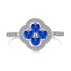 Women's Elegant S925 Silver Ring With Blue Water Drop Love Zircon Butterfly Heart And Bow Patterns Electroplated