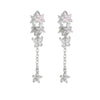 Women's Elegant Silver Needle And Copper Butterfly Flower Tassel Earrings With Zircon Electroplated Geometric Dangle Design