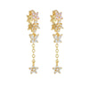 Women's Elegant Silver Needle And Copper Butterfly Flower Tassel Earrings With Zircon Electroplated Geometric Dangle Design