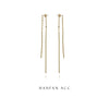 Women's Elegant Simple Tassel Long Chain Earrings S925 Silver Needle Real Gold Plated Geometric Style