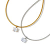 Women's Elegant Square Zircon Geometric Stainless Steel Necklace With Gold Plating And Simple Clavicle Chain