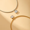 Women's Elegant Square Zircon Geometric Stainless Steel Necklace With Gold Plating And Simple Clavicle Chain
