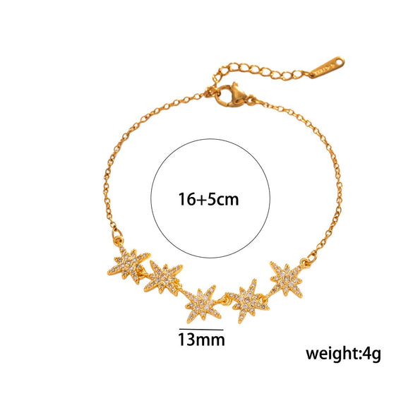 Women's Elegant Star Bracelet In Titanium Steel With Real Gold Plating And Micro Encrusted Zircon Accents