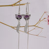 Women's Elegant Sterling Silver Fox Ear Line Earrings With Long Tassel Animal Design Light Luxury Style