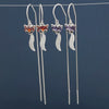 Women's Elegant Sterling Silver Fox Ear Line Earrings With Long Tassel Animal Design Light Luxury Style