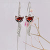 Women's Elegant Sterling Silver Fox Ear Line Earrings With Long Tassel Animal Design Light Luxury Style