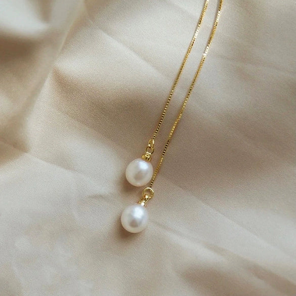 Women's Elegant Sweet Geometric Copper Imitation Pearl Tassel Earrings