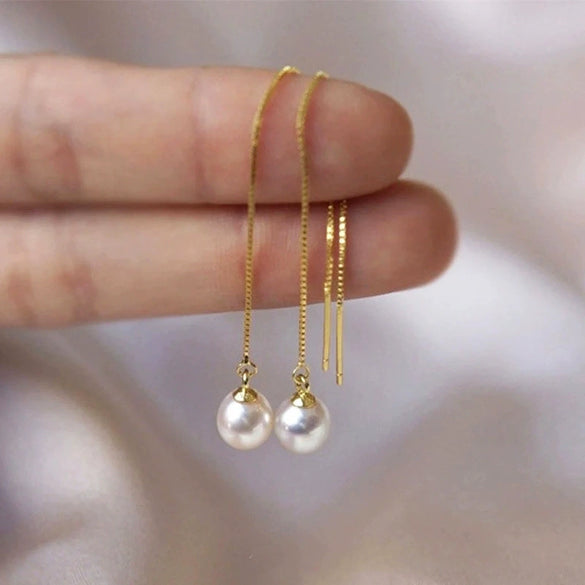 Women's Elegant Sweet Geometric Copper Imitation Pearl Tassel Earrings