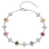 Women's Elegant Tourmaline S925 Sterling Silver Geometric And Bow Patterned Bracelet Set With Gemstones