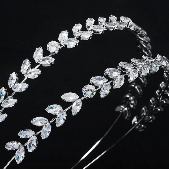 Women's Elegant Zircon Embellished Electroplated Hair Headband For Wedding And Everyday Wear