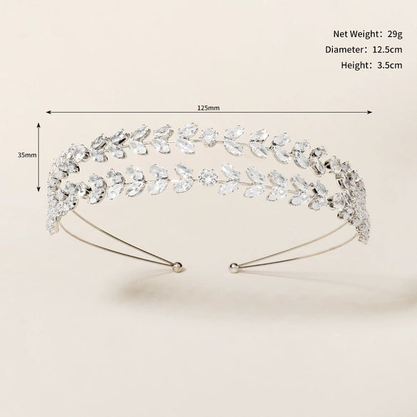 Women's Elegant Zircon Embellished Electroplated Hair Headband For Wedding And Everyday Wear
