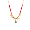 Women's Enamel Christmas Tree Pendant Necklace With Geometric Zircon Design Electroplated Stainless Steel Regular Chain