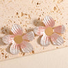 Women's Enamel Flower Earrings Irregular Geometric Alloy Earrings With Stainless Steel Posts And Electroplated Floral Design
