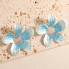 Women's Enamel Flower Earrings Irregular Geometric Alloy Earrings With Stainless Steel Posts And Electroplated Floral Design