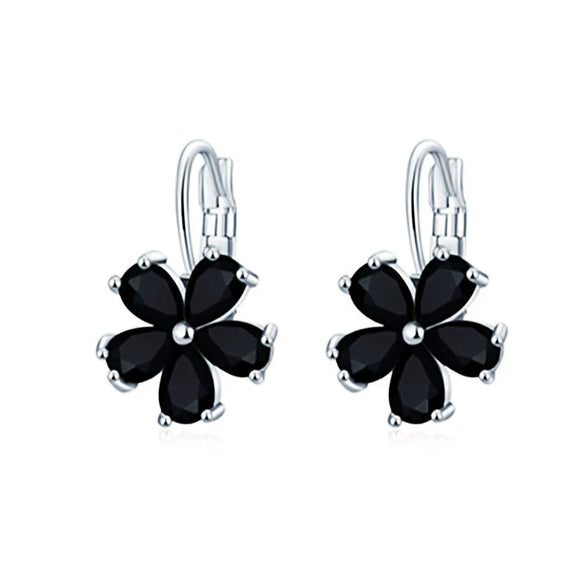 Women's Environmental Copper Flower Heart Ear Clip Earrings With Zircon Accent Irregular Natural Style Red Love Design