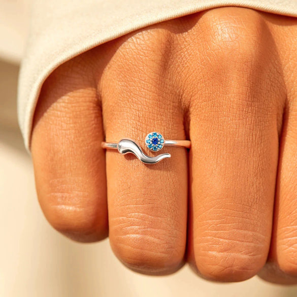 Women's Evil Devil Eye Ring S925 Sterling Silver Geometric Electroplated