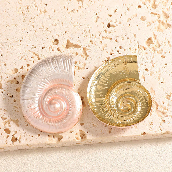 Women's Exaggerated Conch Stud Earrings Electroplated Alloy Oceaninspired Fashion Jewelry With Stainless Steel Ear Posts