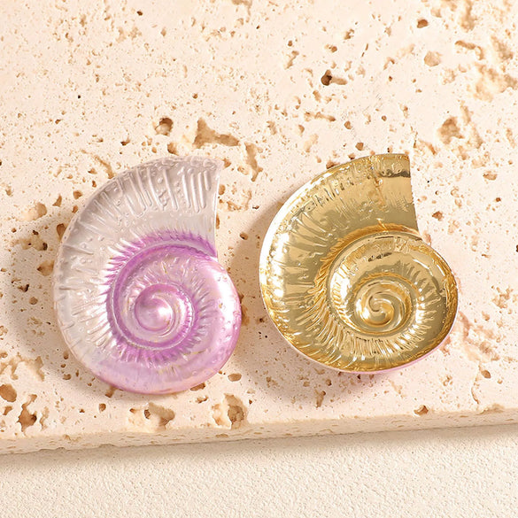 Women's Exaggerated Conch Stud Earrings Electroplated Alloy Oceaninspired Fashion Jewelry With Stainless Steel Ear Posts