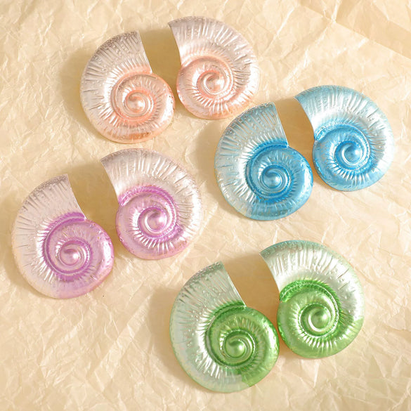 Women's Exaggerated Conch Stud Earrings Electroplated Alloy Oceaninspired Fashion Jewelry With Stainless Steel Ear Posts