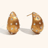 Women’s Exaggerated Drop Earrings In Stainless Steel With Goldplated Brushed Frosted Finish And Versatile Style