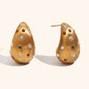 Women’s Exaggerated Drop Earrings In Stainless Steel With Goldplated Brushed Frosted Finish And Versatile Style