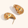 Women’s Exaggerated Drop Earrings In Stainless Steel With Goldplated Brushed Frosted Finish And Versatile Style