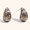Women’s Exaggerated Drop Earrings In Stainless Steel With Goldplated Brushed Frosted Finish And Versatile Style