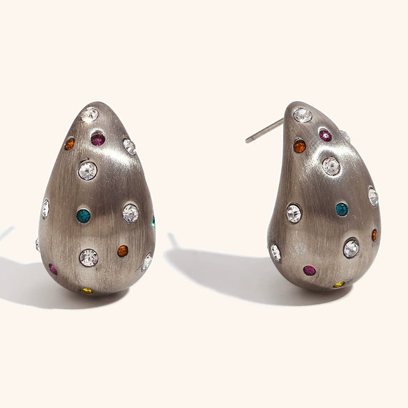 Women’s Exaggerated Drop Earrings In Stainless Steel With Goldplated Brushed Frosted Finish And Versatile Style