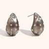 Women’s Exaggerated Drop Earrings In Stainless Steel With Goldplated Brushed Frosted Finish And Versatile Style