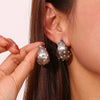 Women’s Exaggerated Drop Earrings In Stainless Steel With Goldplated Brushed Frosted Finish And Versatile Style