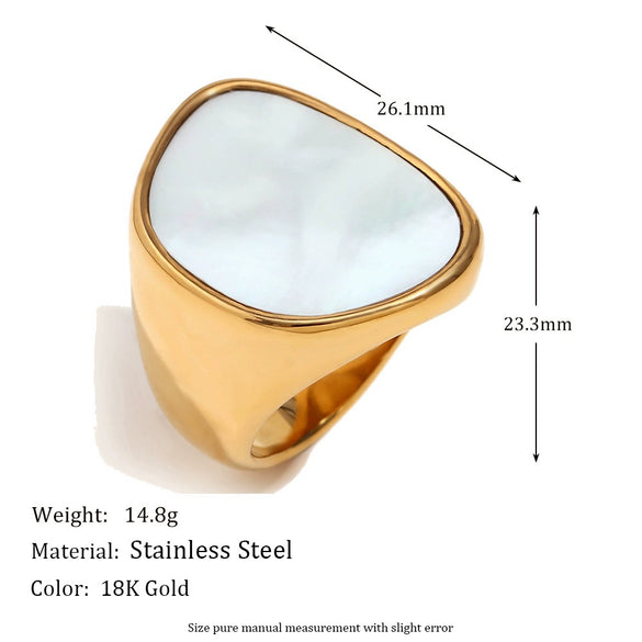 Women's Exaggerated Fashion Stainless Steel 18K Gold Plated Geometric Irregular Bracelet And Ring