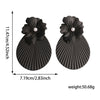 Women's Exaggerated Flower Stud Earrings In Alloy With Painted Finish And Stainless Steel Posts Retro Fashion Jewelry For Wholesale