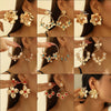 Women's Exaggerated Flower Tassel Earrings With Pearl And Rhinestone Details Electroplated Iron Design And Stainless Steel Posts