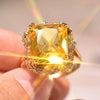 Women's Exaggerated Geometric Alloy Ring With Inlaid Champagne Square Stone Two Tone Gold Plated Electroplated Jewelry