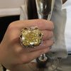 Women's Exaggerated Geometric Alloy Ring With Inlaid Champagne Square Stone Two Tone Gold Plated Electroplated Jewelry