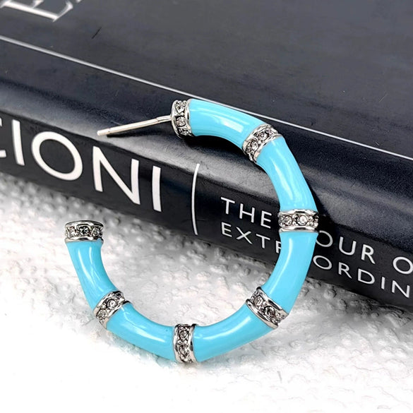 Women's Exaggerated Geometric Antique Style Enamel Glaze Earrings With Electroplated Alloy And Silver Posts