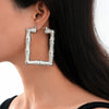 Women's Exaggerated Geometric Bamboo Hoop Earrings Electroplated Gold Tone Plastic Resin Circle Earrings