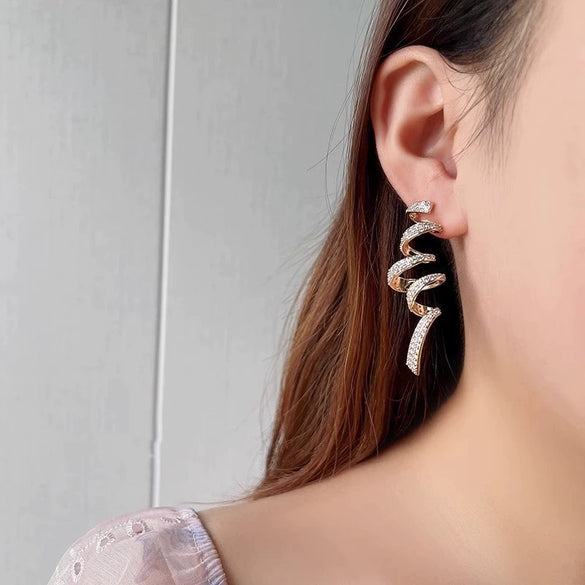 Women's Exaggerated Geometric Earrings Copper Inlaid With Zircon Light Luxury Style
