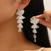 Women's Exaggerated Geometric Ginkgo Leaf Tassel Earrings Gold Tone Iron Fashion Jewelry With A Highend Botanical Design