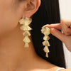 Women's Exaggerated Geometric Ginkgo Leaf Tassel Earrings Gold Tone Iron Fashion Jewelry With A Highend Botanical Design