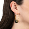 Women's Exaggerated Geometric Hoop Earrings With Black Agate And Real Gold Plated Copper Retro Fashion Jewelry