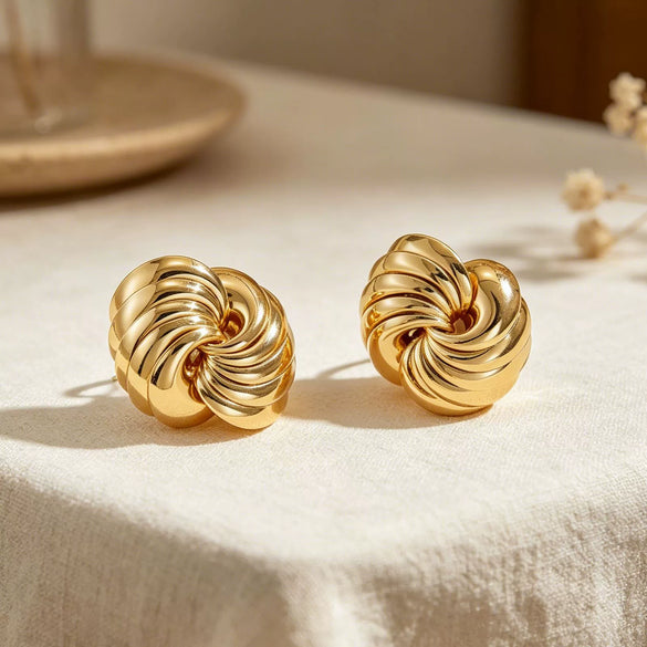 Women's Exaggerated Geometric Line Earrings In Zinc Alloy With Stainless Steel Posts And Electroplated Metal Finish